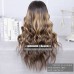 4 Wig Types Optional 3T ombre highlights dark brown roots medium brown base with rose gold blonde highlights human hair wig